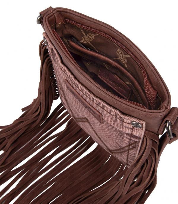 Wrangler Washed Denim Fringe Crossbody