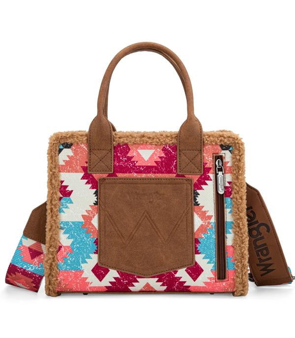 Wrangler Aztec Sherpa Tote Crossbody Bag