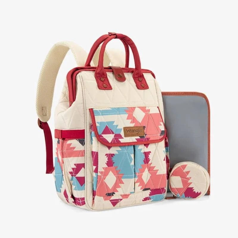WRANGLER QUILTED SOUTHWEST PRINT DIAPER BACKPACK
