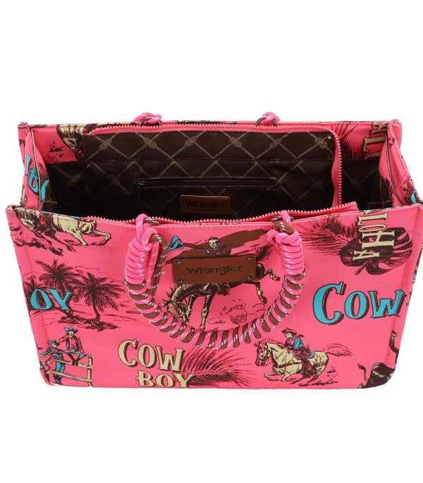 Wrangler Cowboy Print Canvas Tote
