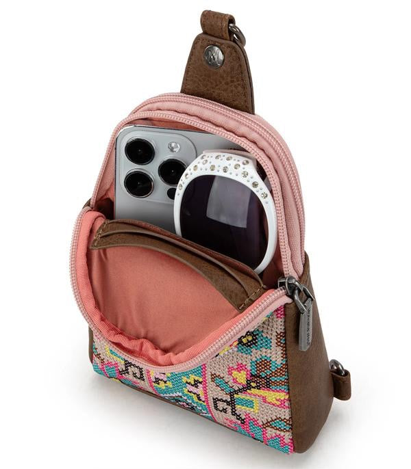 Montana West Aztec Embroidered Sling Bag