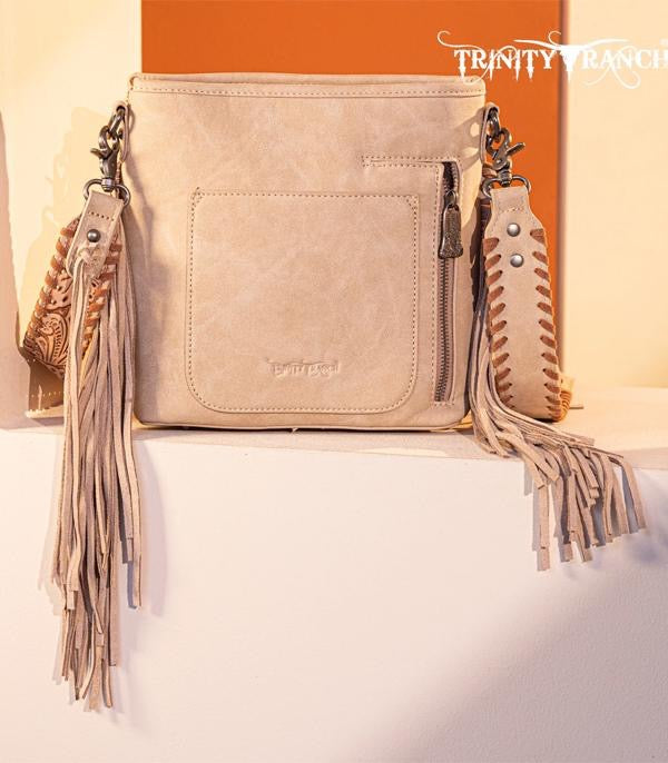 Cowhide Tooled Fringe Shoulder Bag