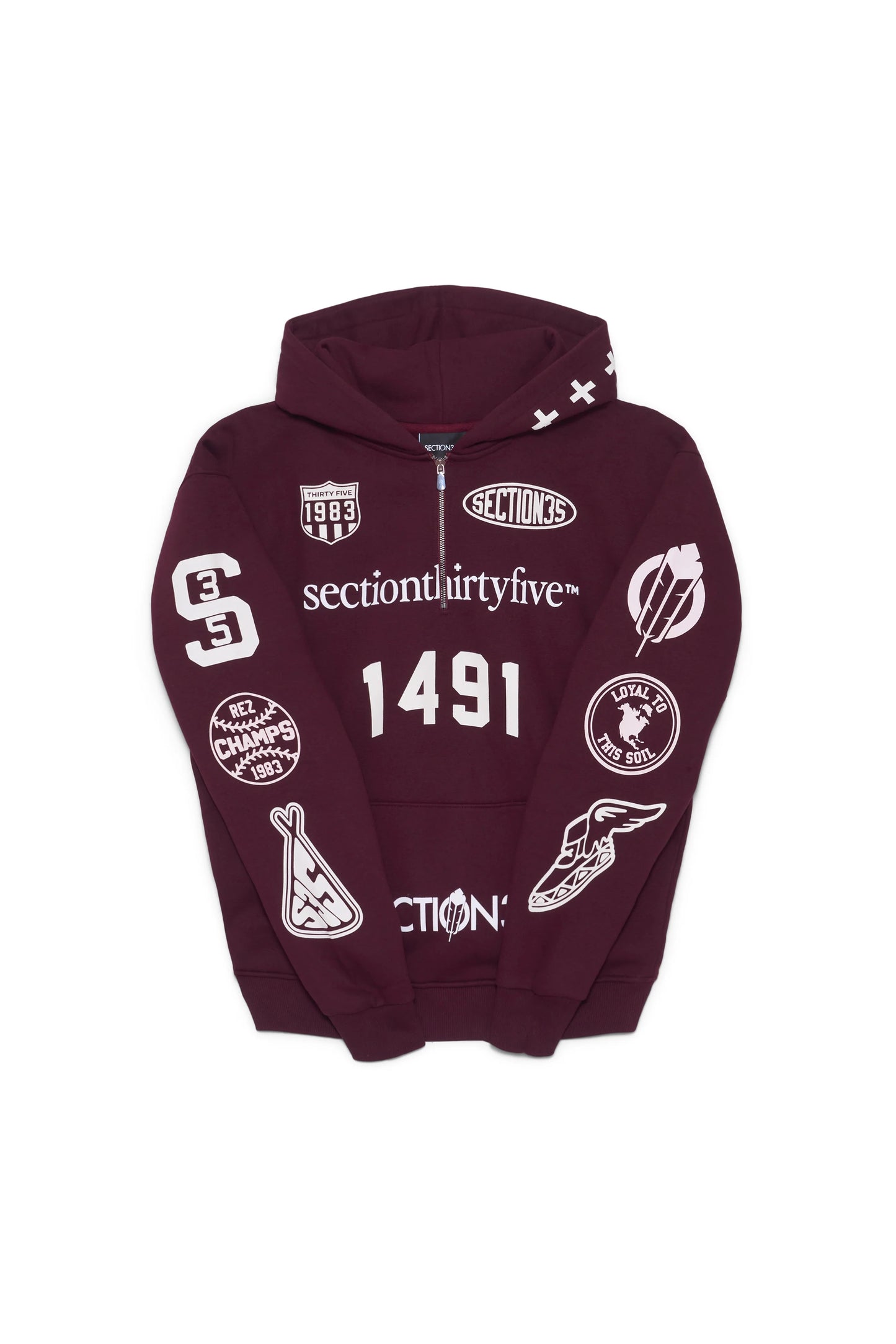 POR VIDA HALF ZIP - BURGUNDY