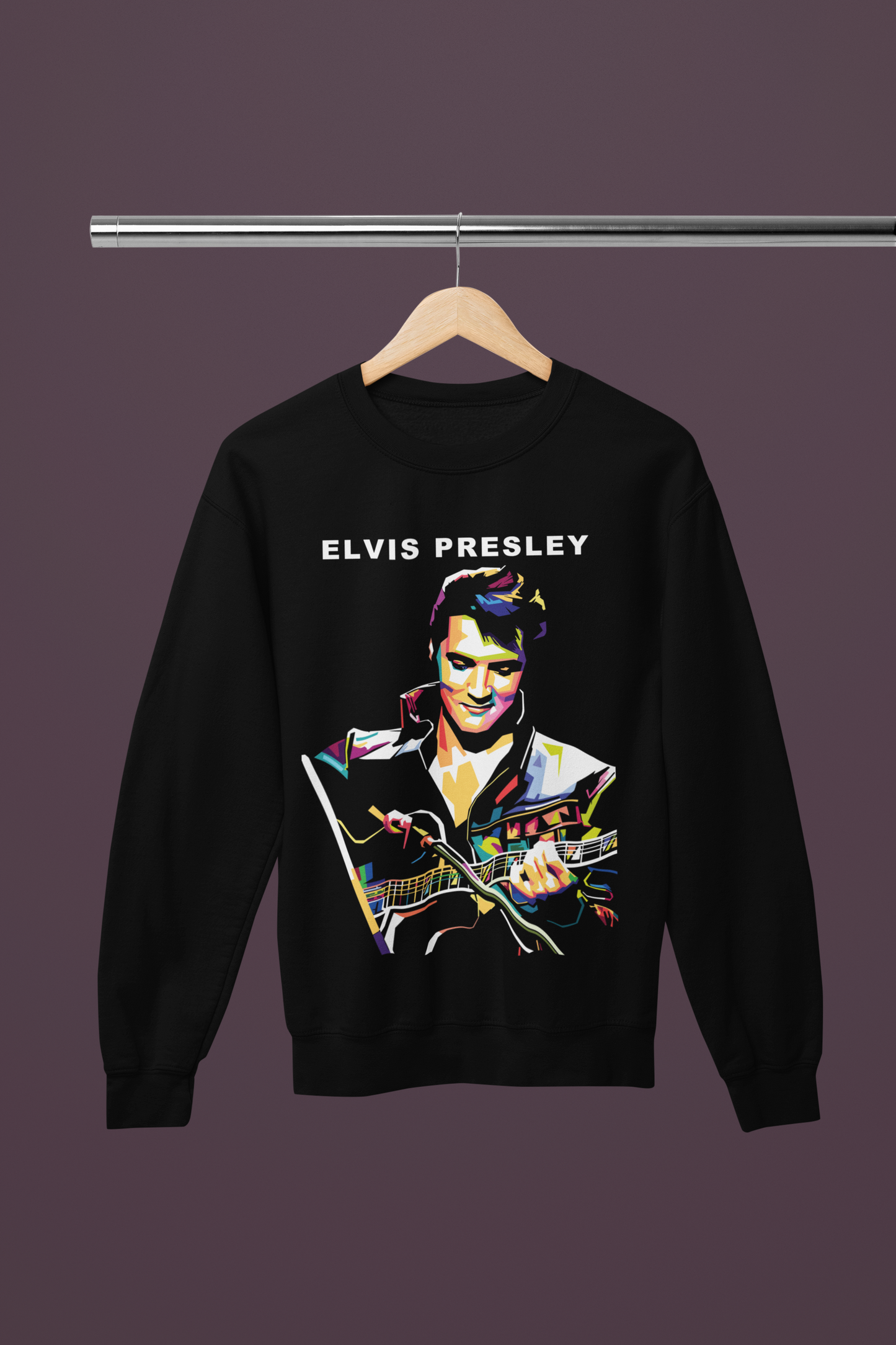 Elvis Presley-Logo Adult Crewneck- Black