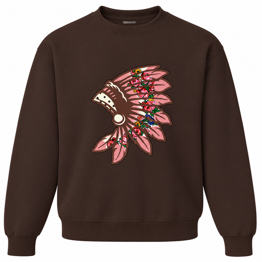 Chocolate Brown Floral Crewneck