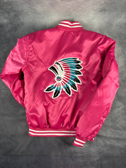 Hot Pink Satin Jacket with Icon Logo