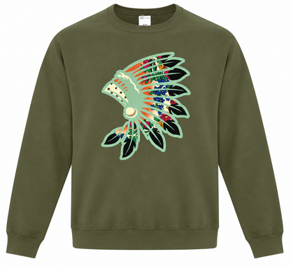 military green floral crewneck