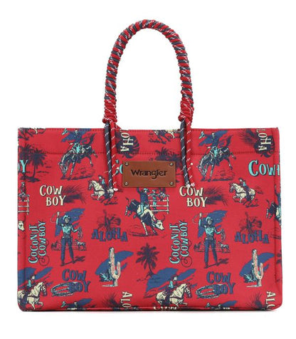 Wrangler Cowboy Print Canvas Tote