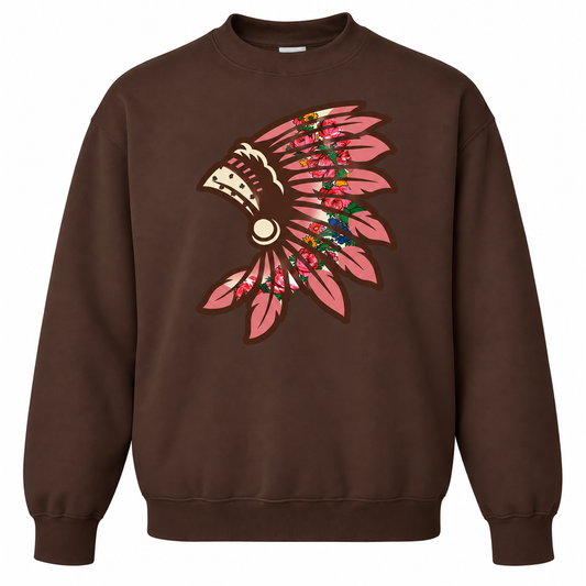 Chocolate Brown Floral Crewneck