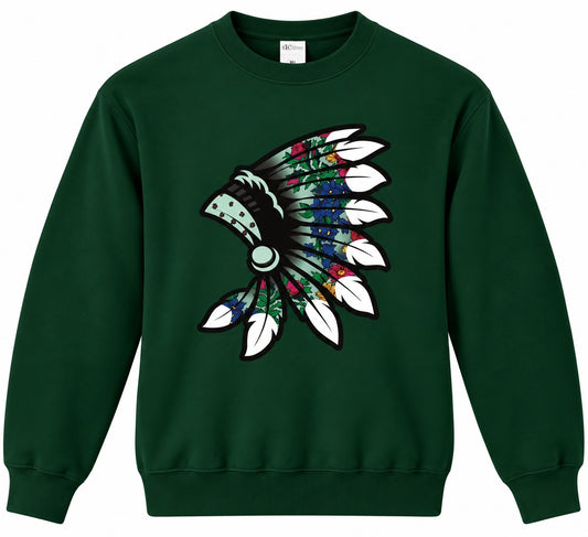 Dark green floral crewneck