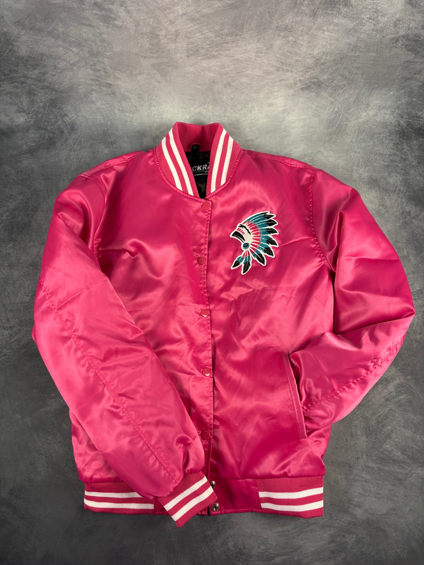 Hot Pink Satin Jacket with Icon Logo