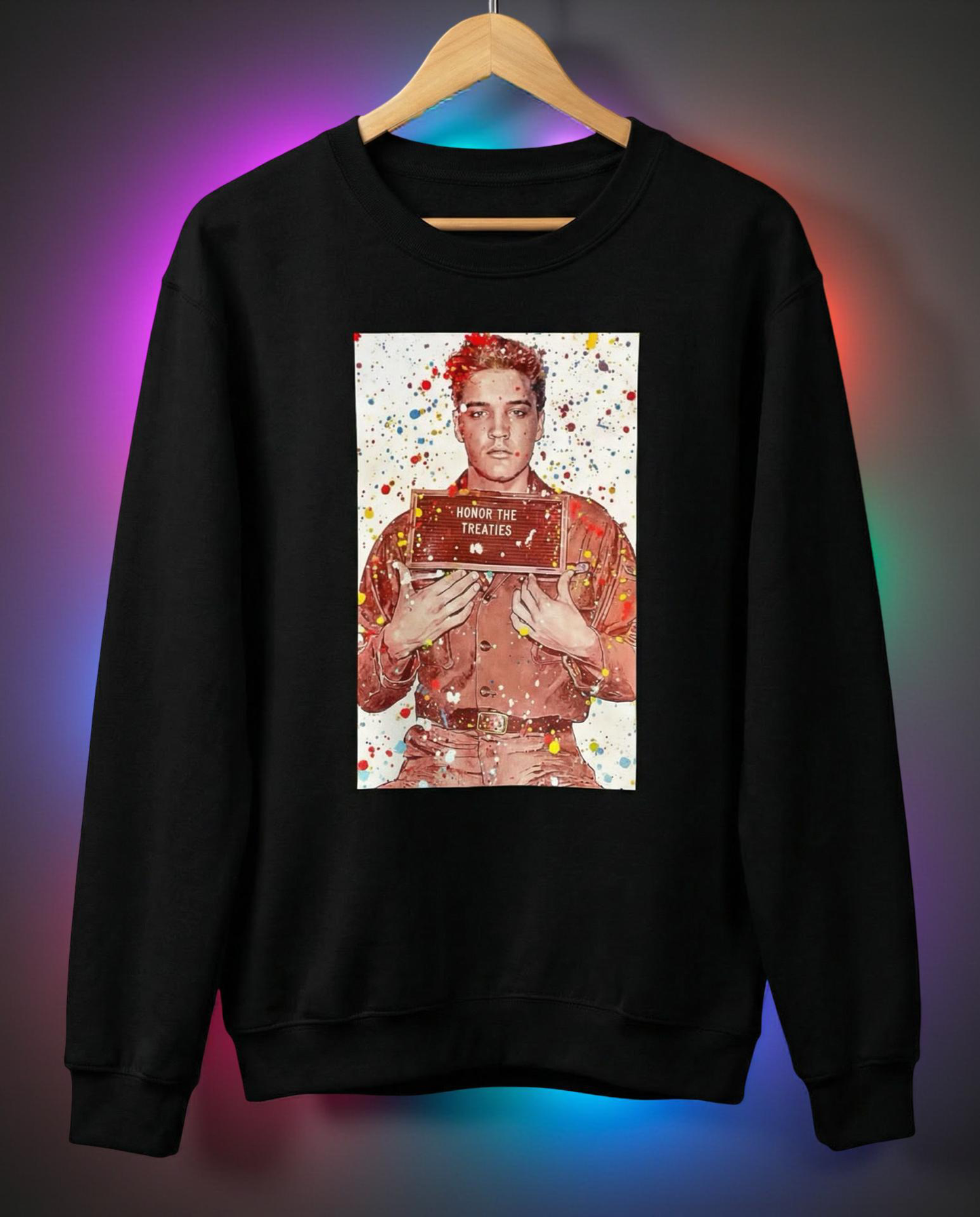 Elvis Presley Honor the treaties Black Crewneck