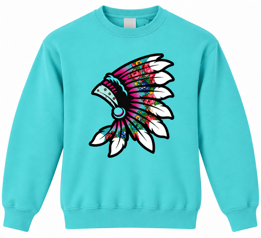 Teal Floral Crewneck