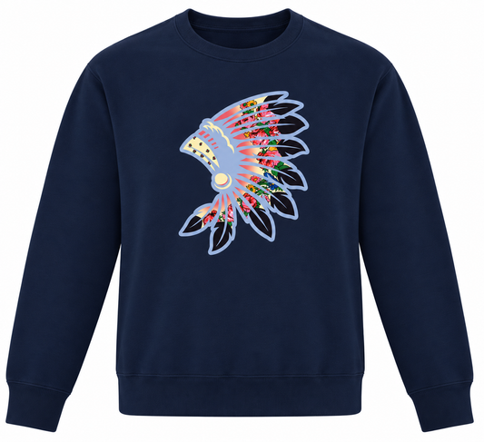Navy Blue Floral Crewneck
