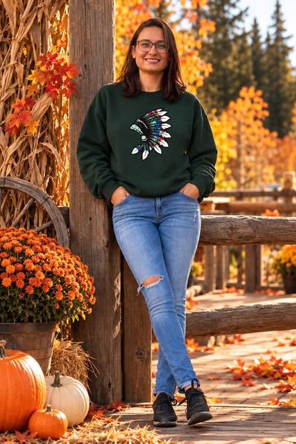Dark green floral crewneck
