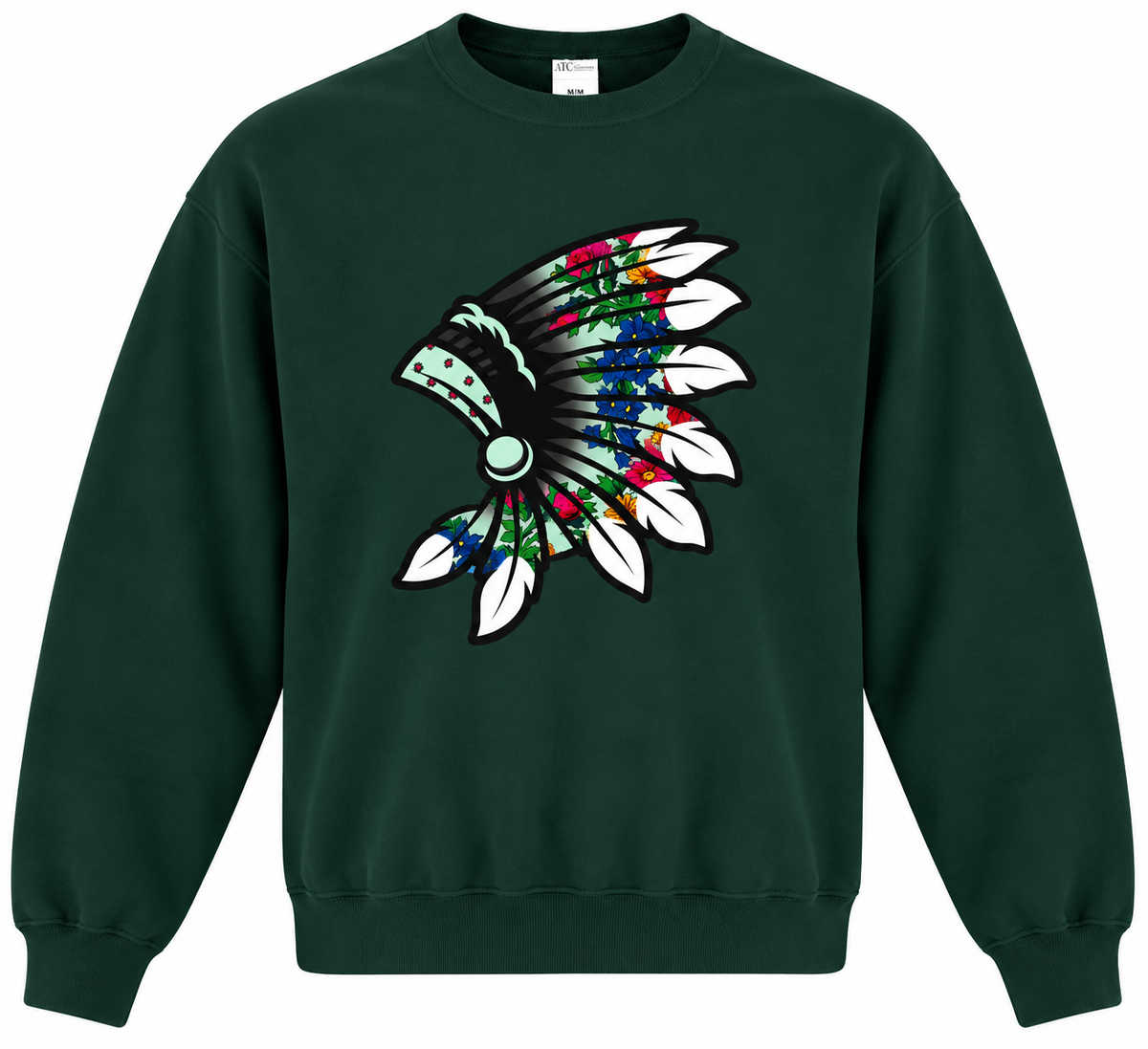 Dark green floral crewneck