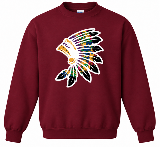 Maroon Red Floral Crewneck
