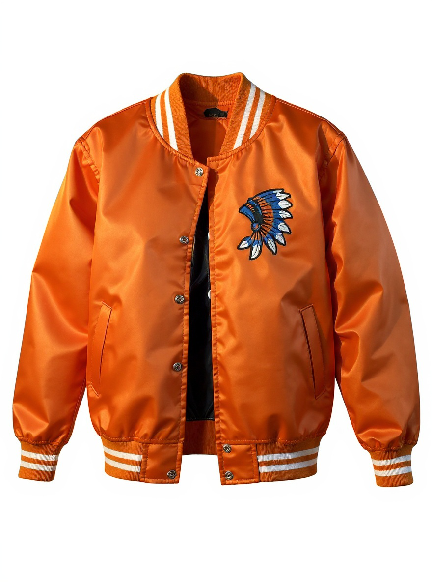 Orange Satin Jacket with Headdress Logo