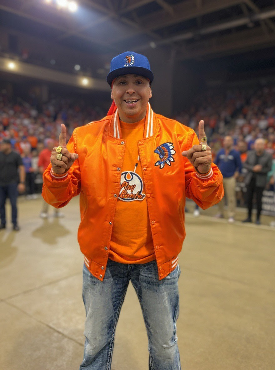 Orange Satin Jacket with Headdress Logo