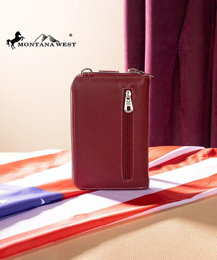 MONTANA WEST AMERICAN FLAG PHONE CROSSBODY BAG