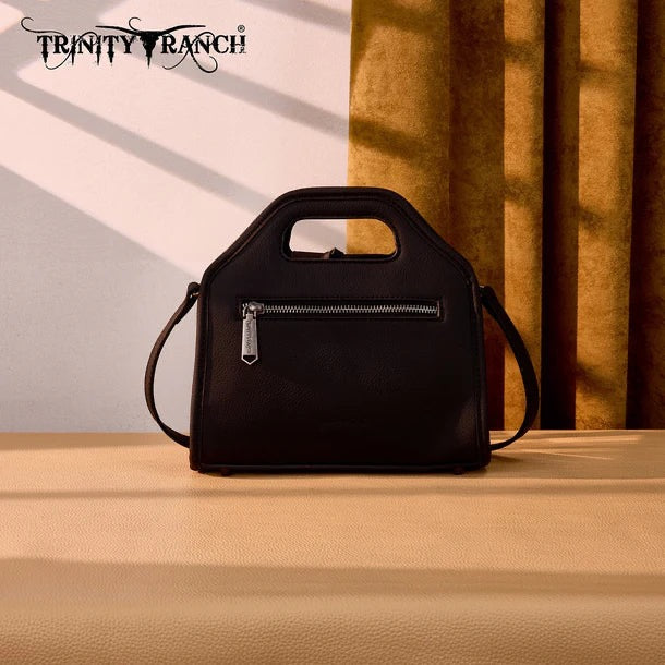 TRINITY RANCH GENUINE COWHIDE SATCHEL CROSSBODY BAG