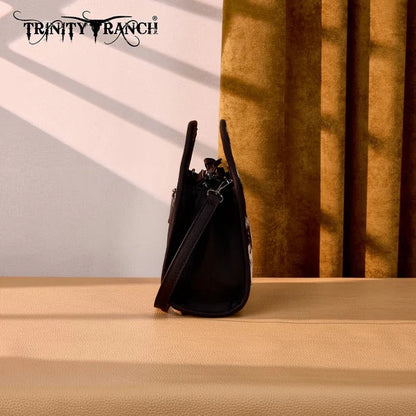 TRINITY RANCH GENUINE COWHIDE SATCHEL CROSSBODY BAG
