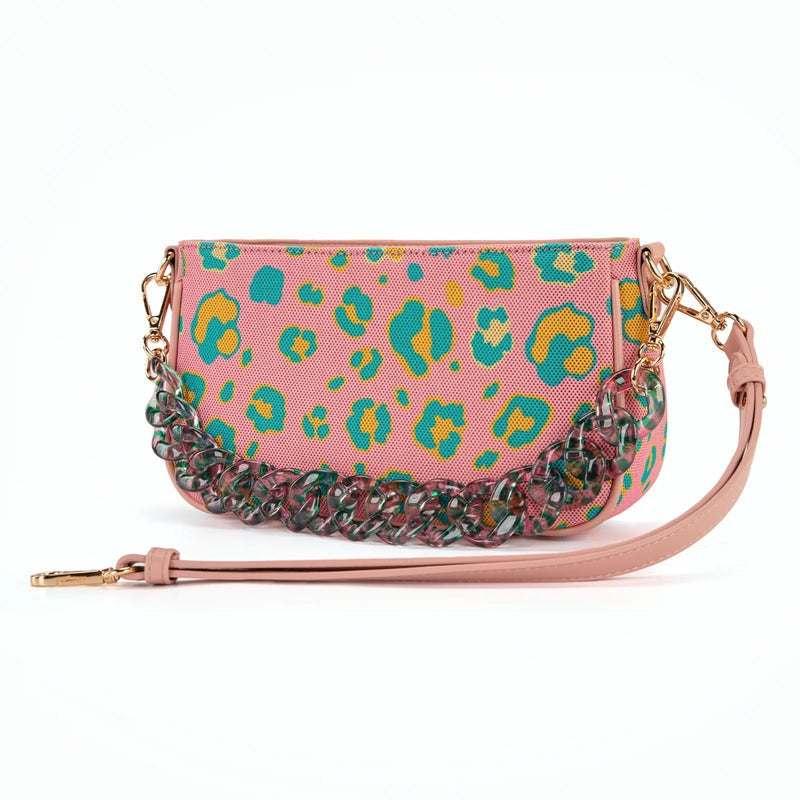 WRANGLER LEOPARD PRINT SHOULDER BAG WITH CHAIN STRAP