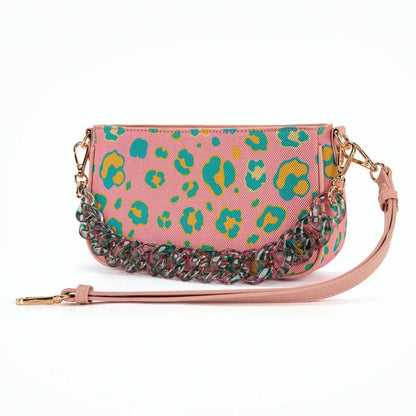 WRANGLER LEOPARD PRINT SHOULDER BAG WITH CHAIN STRAP