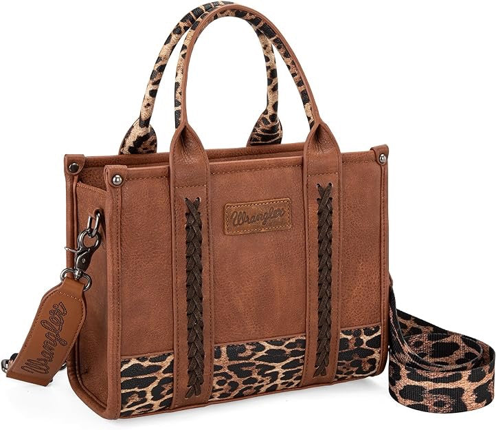 WRANGLER LEOPARD PRINT CONCEALED CARRY TOTE CROSSBODY