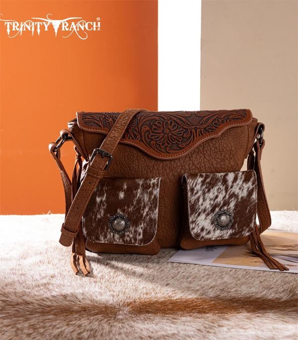 GENUINE COWHIDE TOOLED CROSSBODY BAG