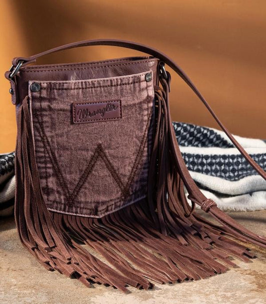 Wrangler Washed Denim Fringe Crossbody