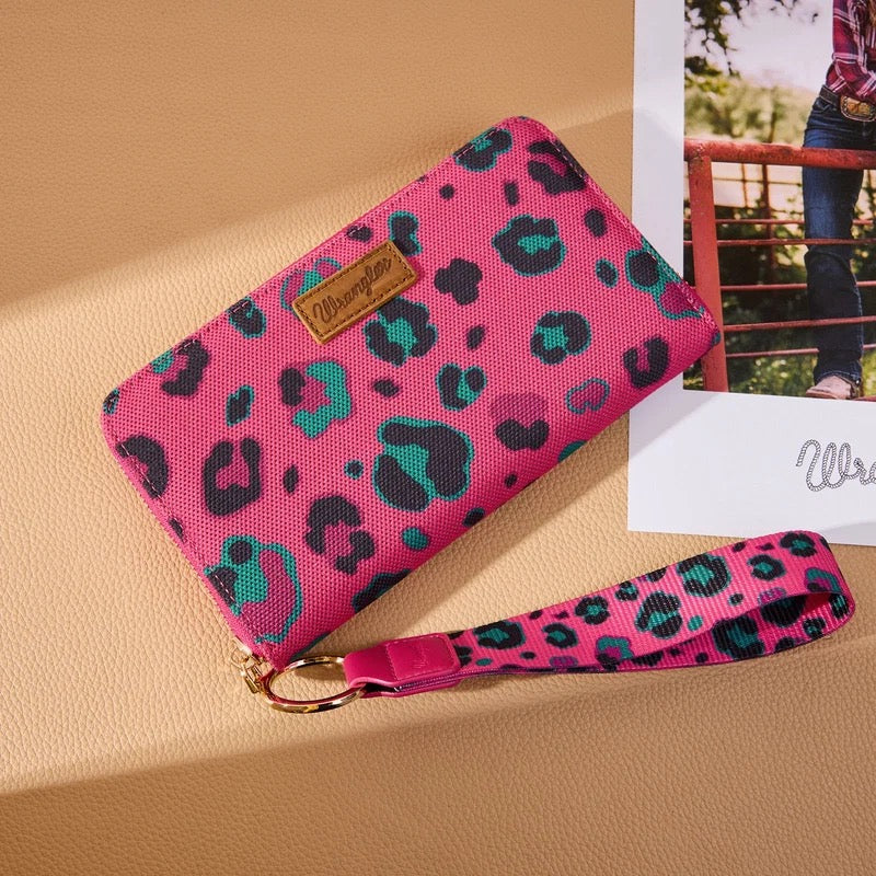 WRANGLER LEOPARD PRINT WALLET WRISTLET