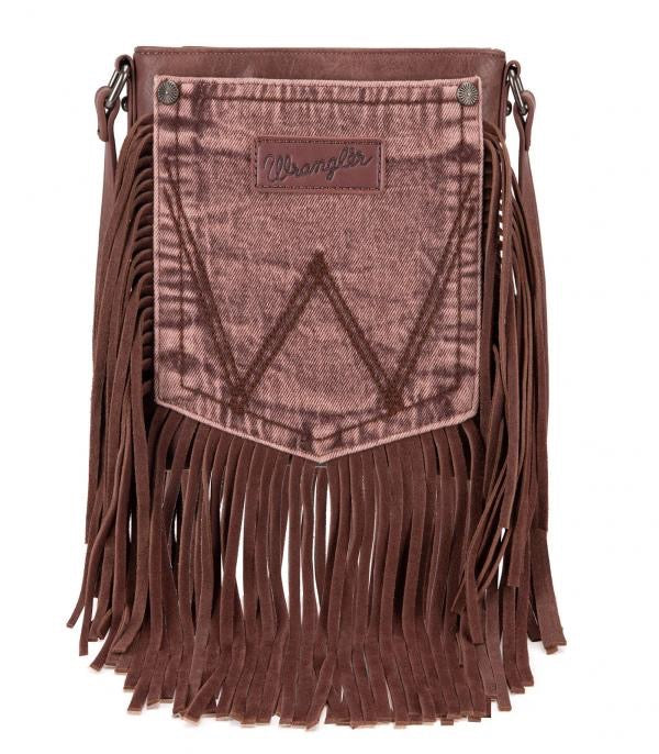 Wrangler Washed Denim Fringe Crossbody