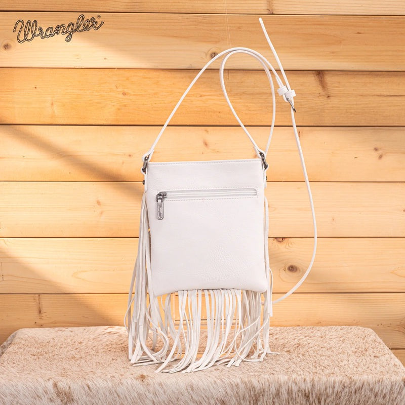 WRANGLER LEATHER FRINGE DENIM CROSSBODY