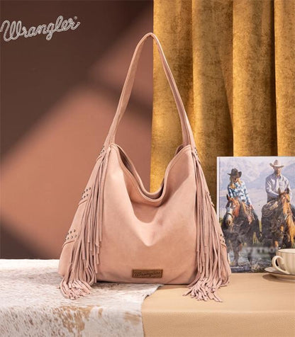 WRANGLER FRINGE STUDDED HOBO BAG