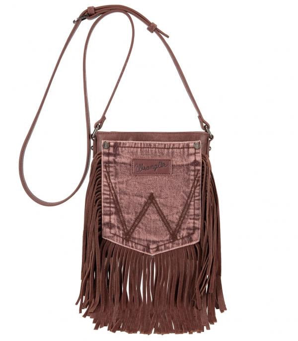 Wrangler Washed Denim Fringe Crossbody