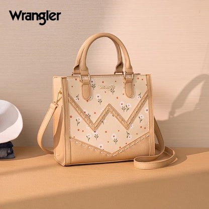 WRANGLER DAISY PRINT CHEVRON TOTE CROSSBODY BAG