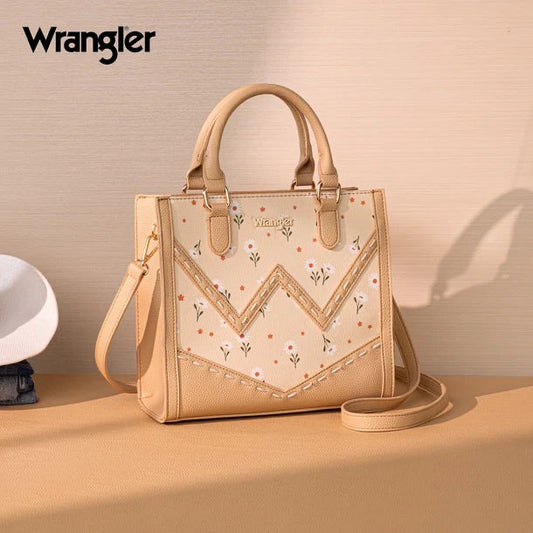 WRANGLER DAISY PRINT CHEVRON TOTE CROSSBODY BAG