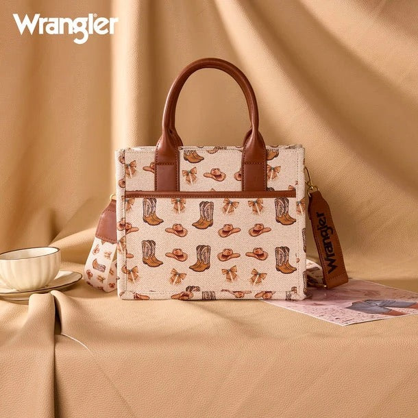WRANGLER WESTERN PRINT COWGIRL TOTE CROSSBODY BAG