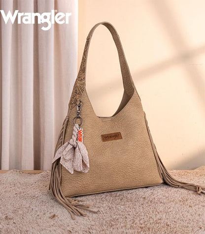 WRANGLER FRINGE TOOLED HOBO BAG