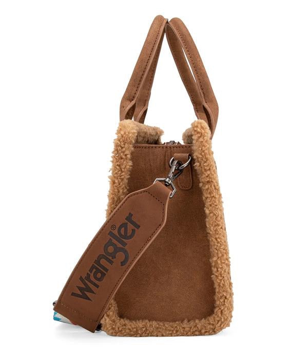Wrangler Aztec Sherpa Tote Crossbody Bag