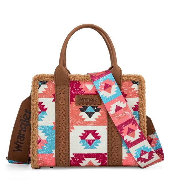 Wrangler Aztec Sherpa Tote Crossbody Bag