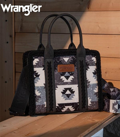Wrangler Aztec Sherpa Tote Crossbody Bag