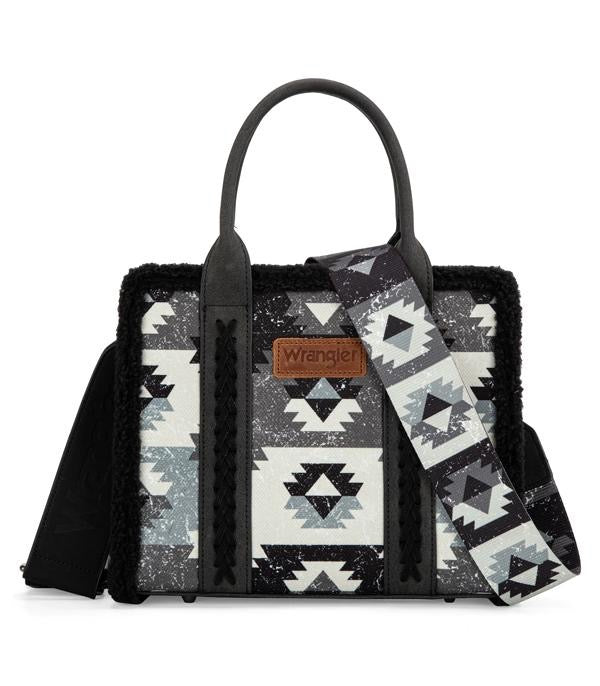 Wrangler Aztec Sherpa Tote Crossbody Bag
