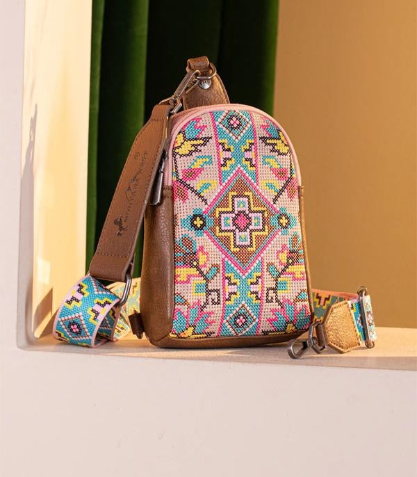 Montana West Aztec Embroidered Sling Bag