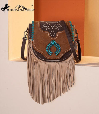 SQUASH BLOSSOM CONCHO FRINGE CROSSBODY
