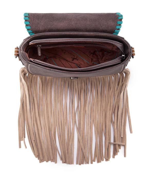 SQUASH BLOSSOM CONCHO FRINGE CROSSBODY