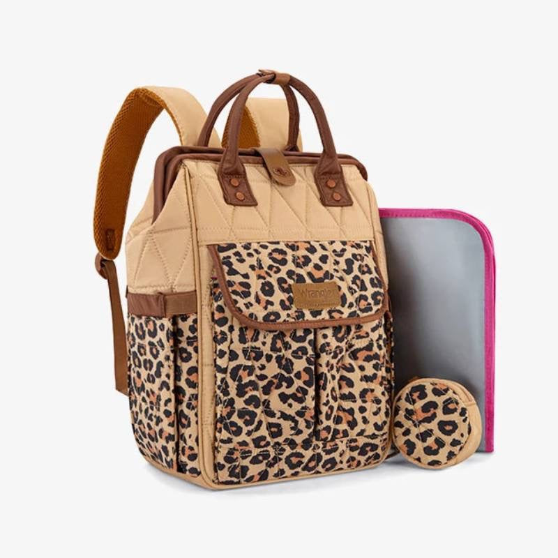 WRANGLER QUILTED LEOPARD PRINT DIAPER BACKPACK