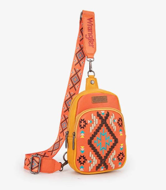 Wrangler Aztec Embroidered Sling Bag