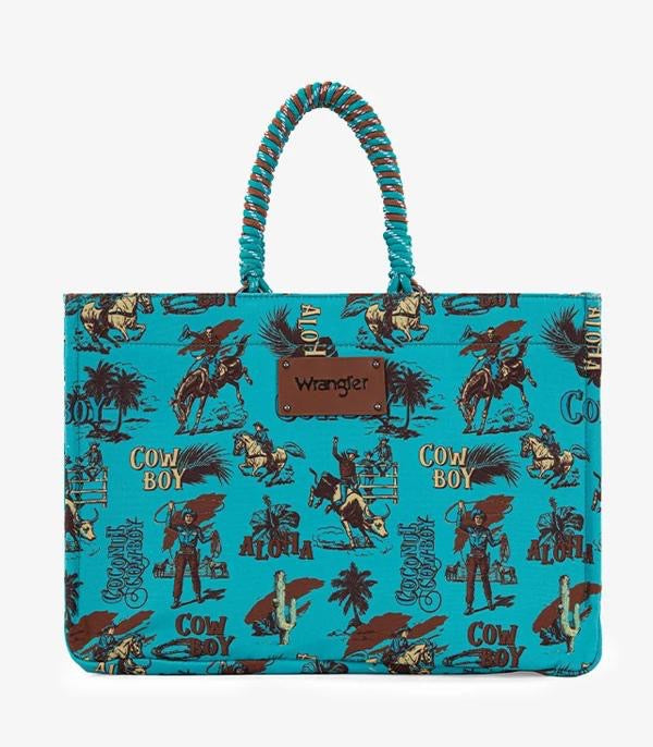 Wrangler Cowboy Print Canvas Tote
